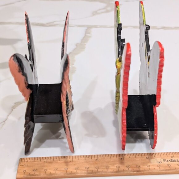 Lot of 2 Vtg Hand Painted Butterfly Napkin or Letter Holder Boho Hippie Decor - Picture 11 of 11